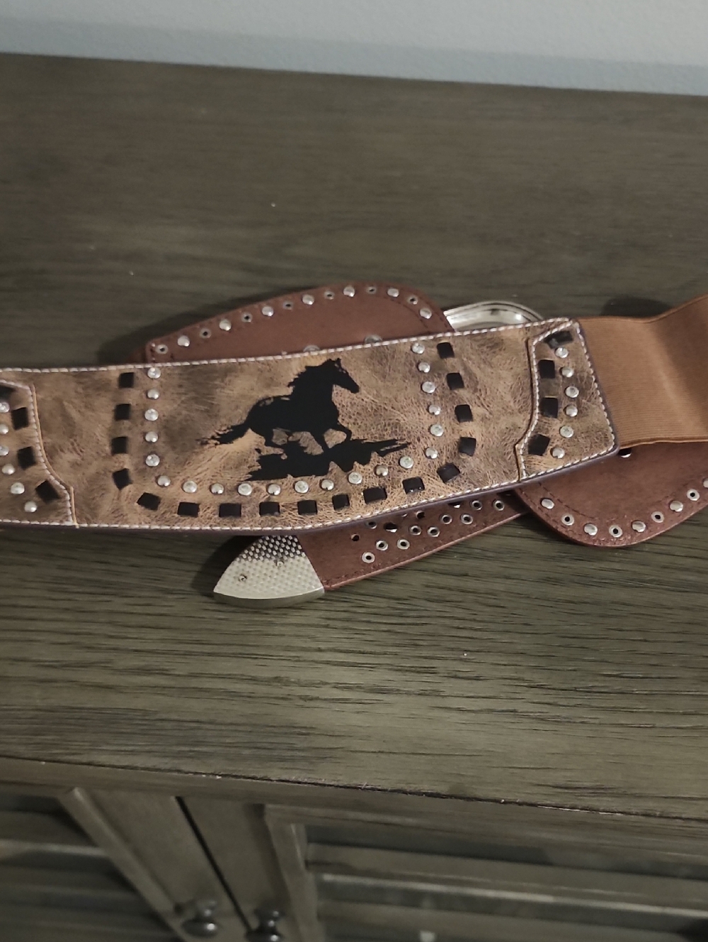 Brown Studded Western Horse Belt